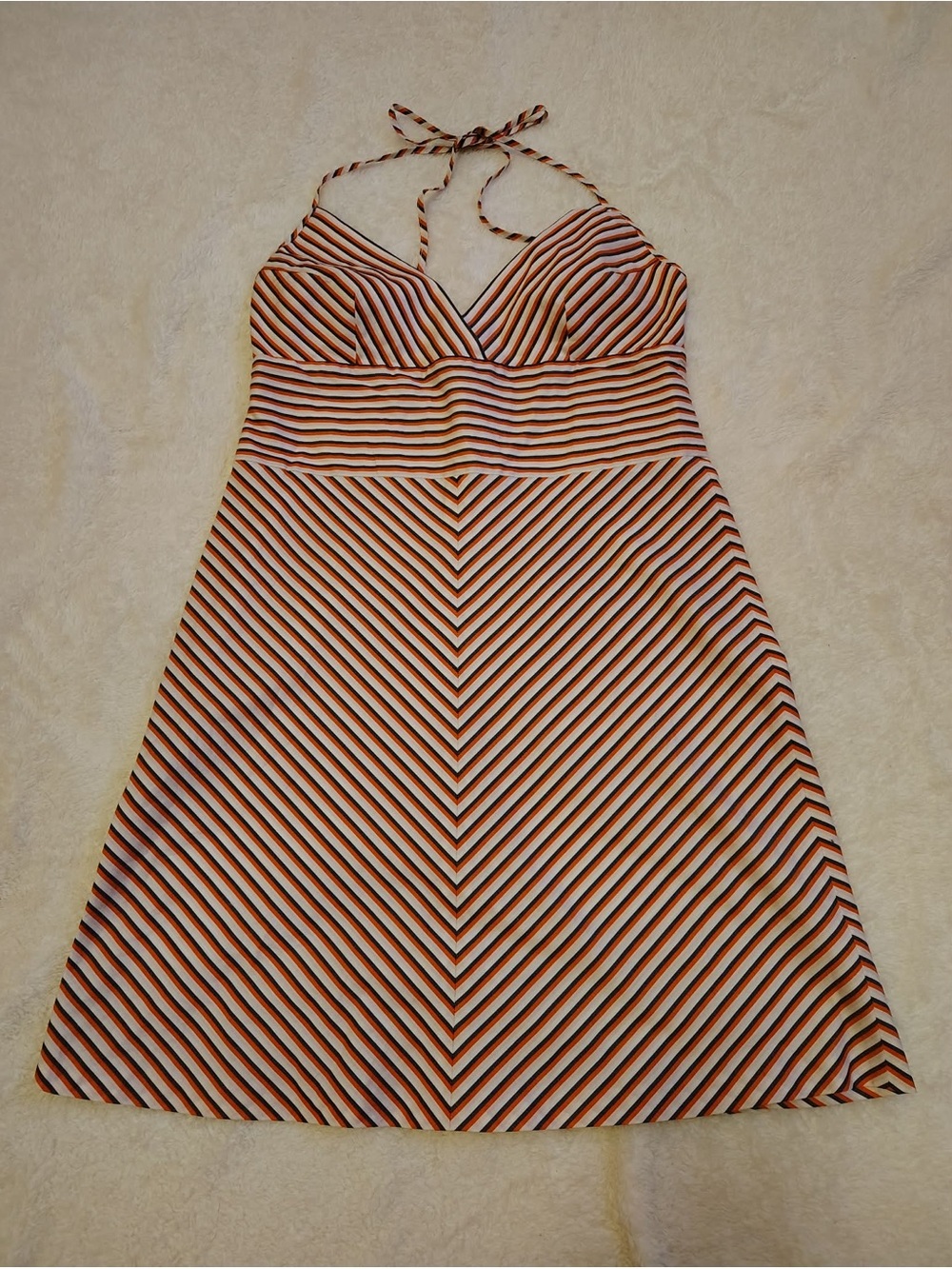 French Connection Halter Dress - Summer Dress Red And White Striped Size 10.